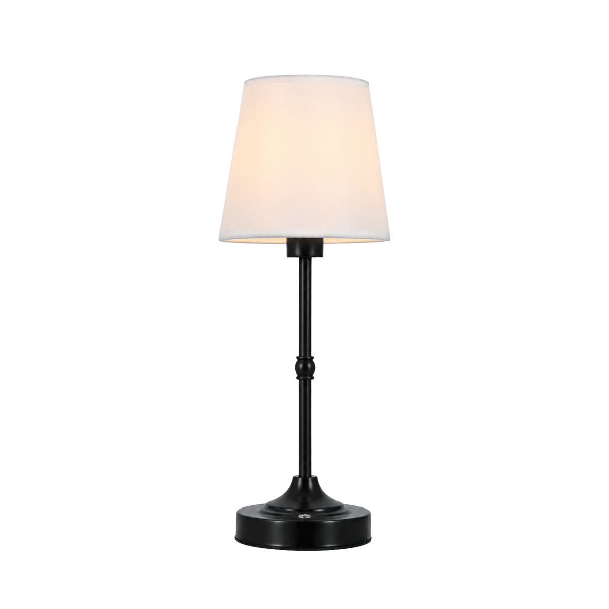 Lámpara de mesa sin cables Solara en acabado negro con pantalla blanca